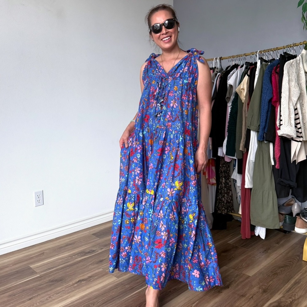 Dauphinette X J.Crew tie-shoulder maxi coverup dress in cornucopia floral Dress